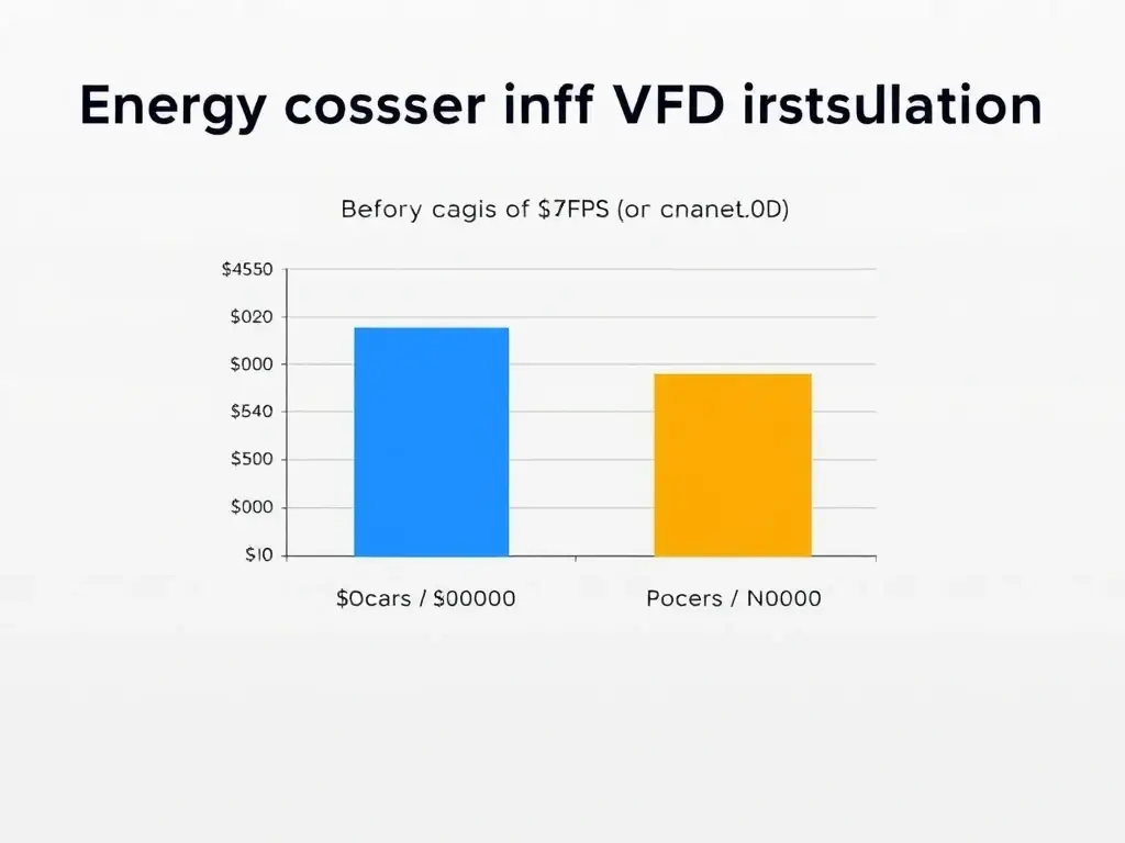 A case study presentation slide showing a bar graph comparing the energy costs before and after VFD installation at a local Ottawa business, with specific dollar amounts highlighted.